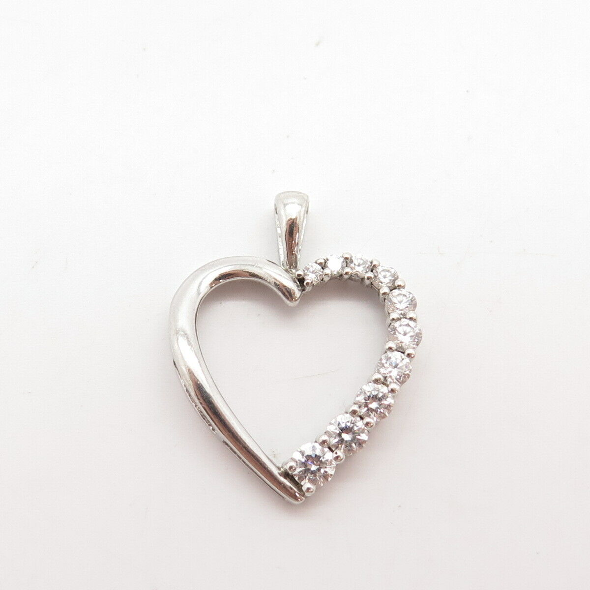 925 Sterling Silver Vintage Heng Ngai C Z Open Heart Pendant