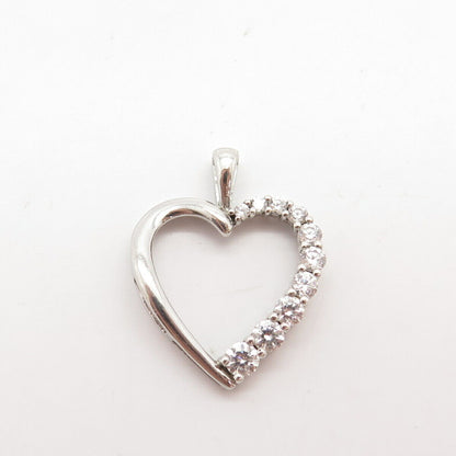 925 Sterling Silver Vintage Heng Ngai C Z Open Heart Pendant