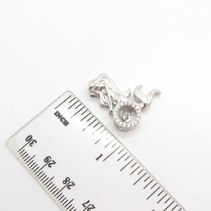 925 Sterling Silver Vintage C Z Mythical Mermaid Slide Pendant