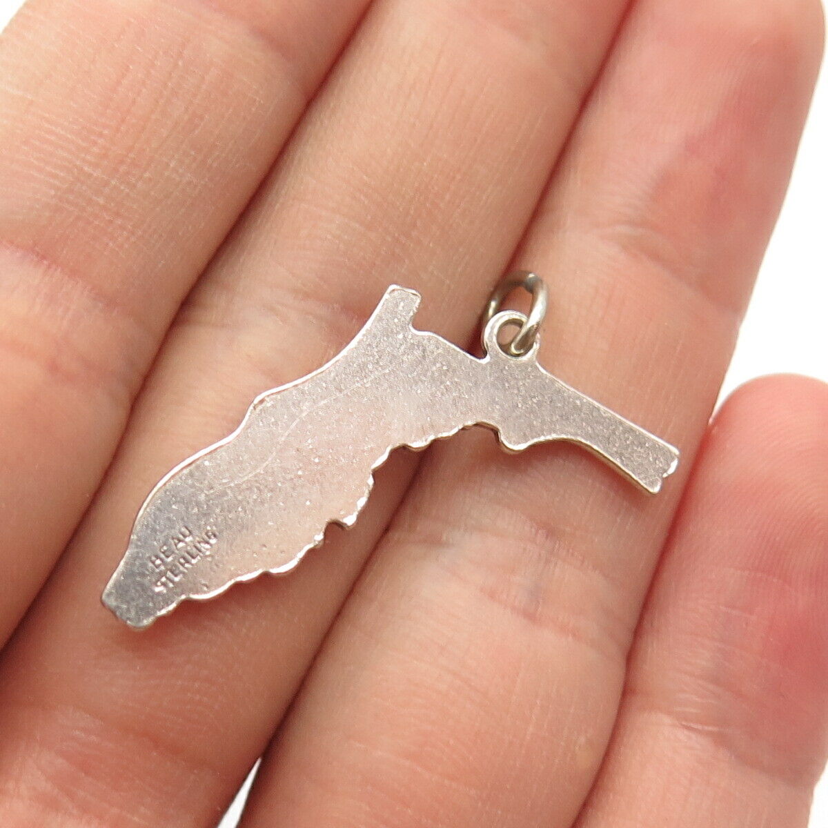 925 Sterling Silver Vintage BEAU "Florida" State Map Pendant