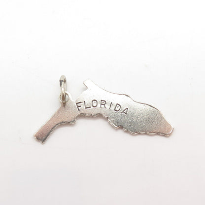 925 Sterling Silver Vintage BEAU "Florida" State Map Pendant