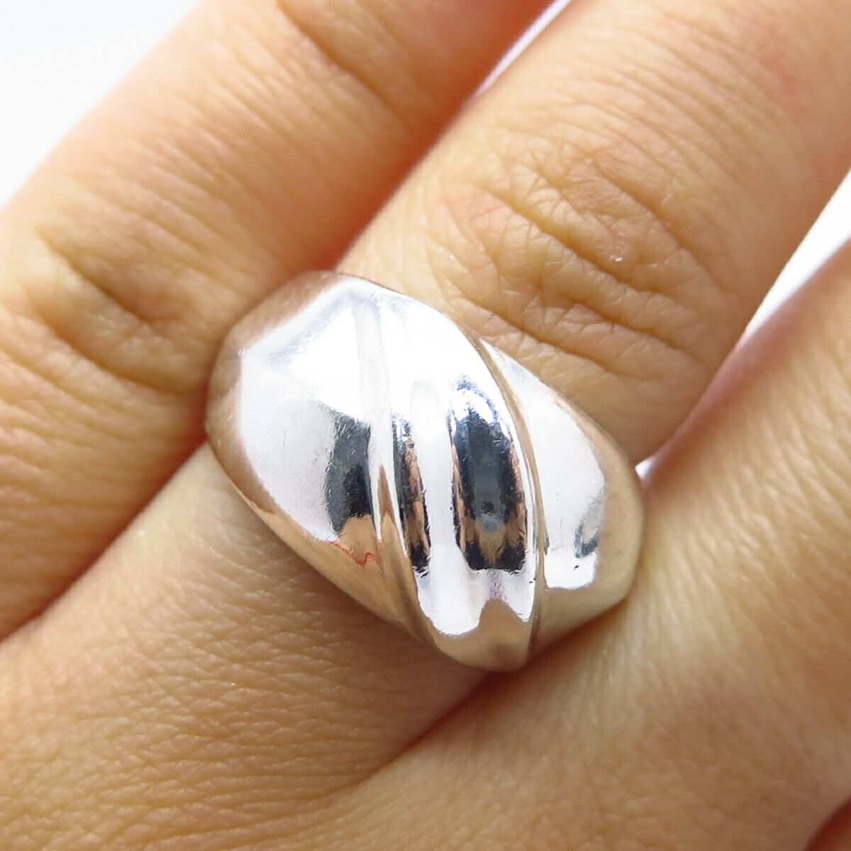 925 Sterling Silver Vintage Modernist Ring Size 6
