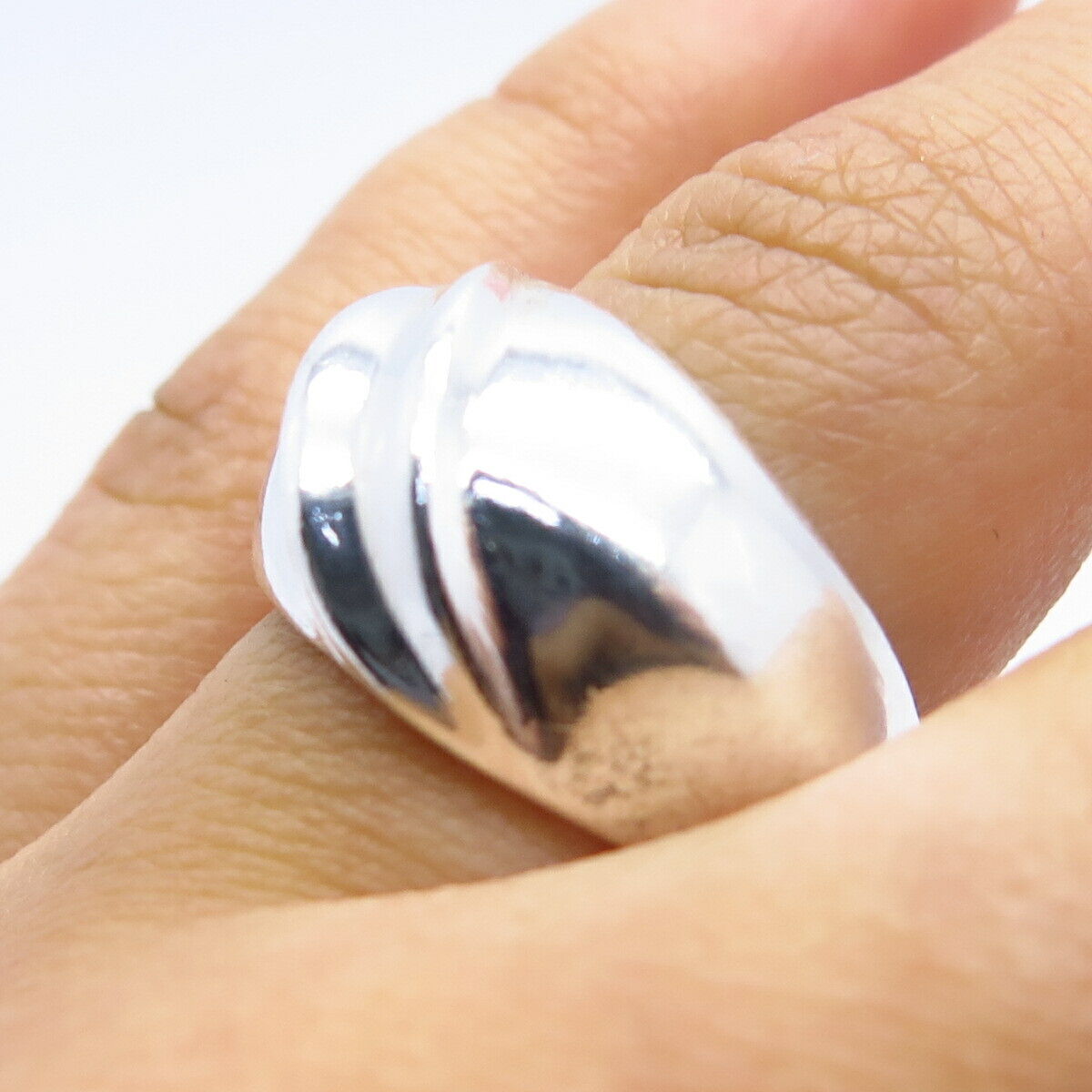 925 Sterling Silver Vintage Modernist Ring Size 6