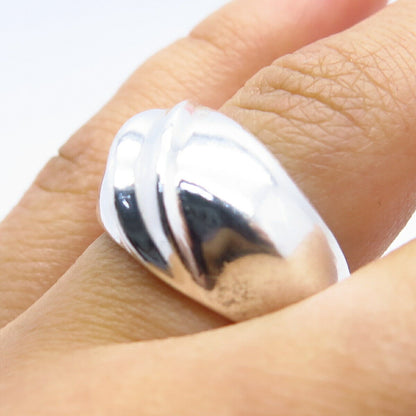 925 Sterling Silver Vintage Modernist Ring Size 6