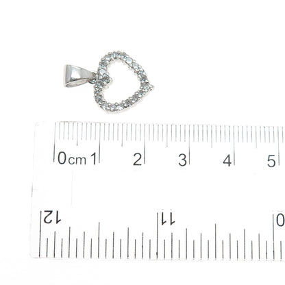 925 Sterling Silver Round-Cut C Z Heart Minimalist Charm Pendant