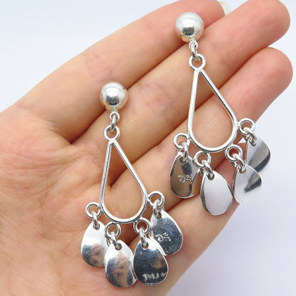 925 Sterling Silver Vintage Mexico Ornate Dangling Earrings