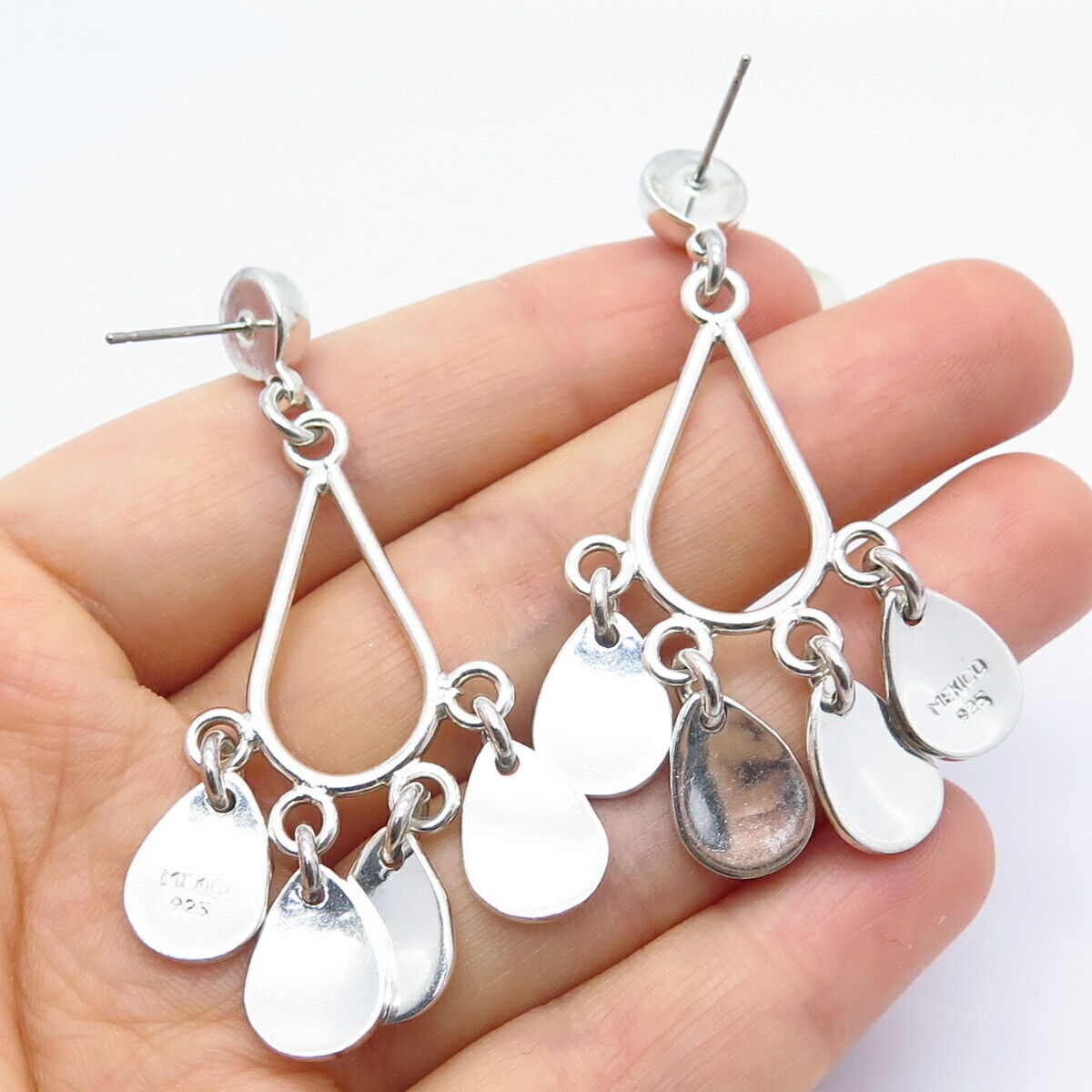 925 Sterling Silver Vintage Mexico Ornate Dangling Earrings