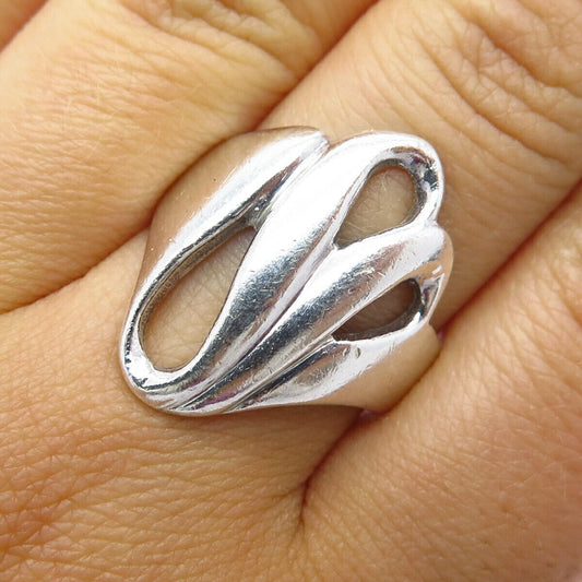 925 Sterling Silver Vintage Modernist Ring Size 6 3/4