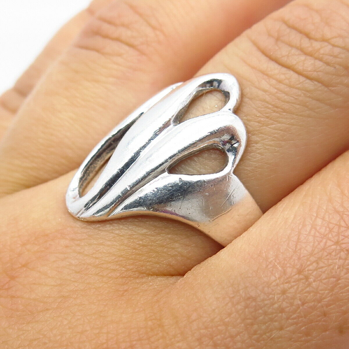925 Sterling Silver Vintage Modernist Ring Size 6 3/4