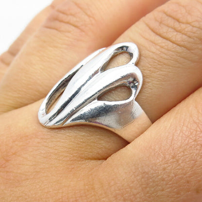 925 Sterling Silver Vintage Modernist Ring Size 6 3/4