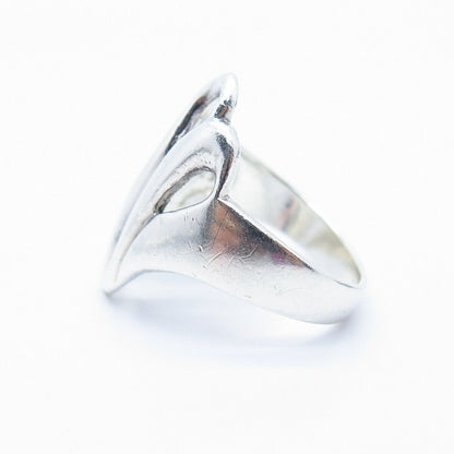925 Sterling Silver Vintage Modernist Ring Size 6 3/4