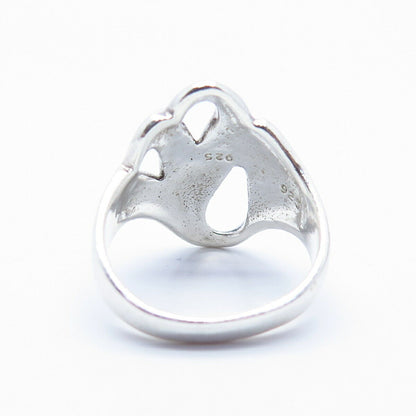 925 Sterling Silver Vintage Modernist Ring Size 6 3/4