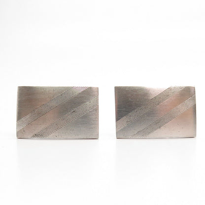 925 Sterling Silver Vintage Swank Inc. Striped Cufflinks