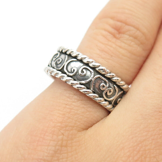 925 Sterling Silver Vintage Swirl Rotating Band Ring Size 6