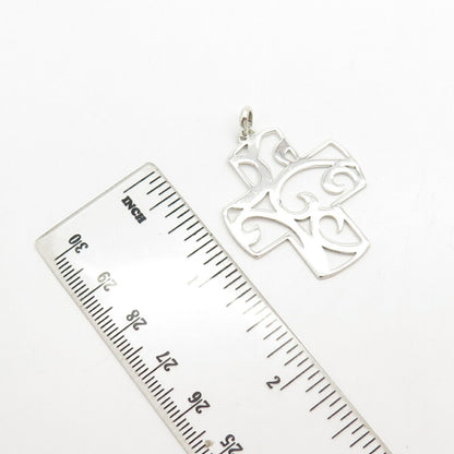 925 Sterling Silver Swirl Cross Religious Pendant