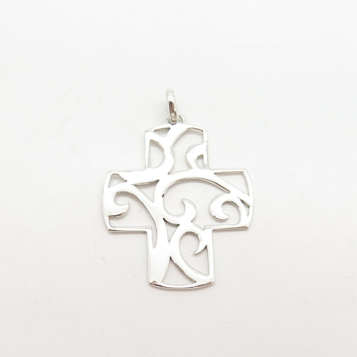 925 Sterling Silver Swirl Cross Religious Pendant