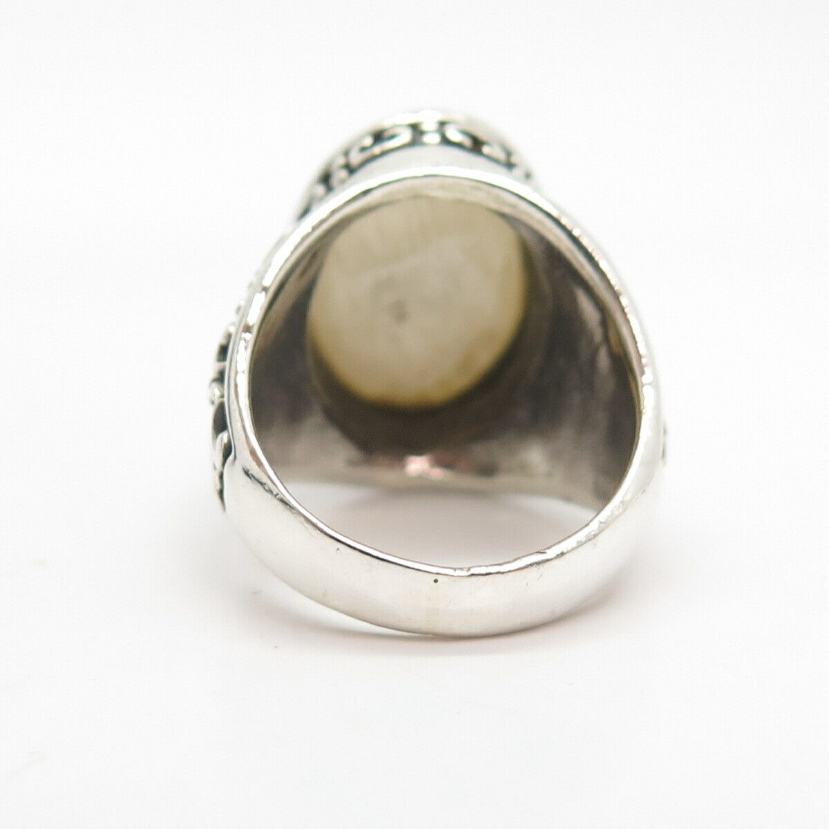 925 Sterling Silver Vintage Real Mother-of-Pearl Signet Ring Size 7