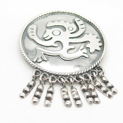 925 Sterling Silver Vintage Mexico Maricela Tribal Pin Brooch / Pendant