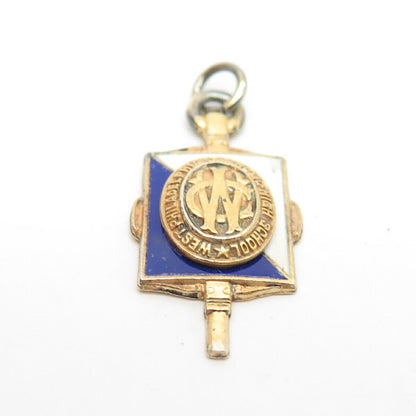 925 Sterling Silver Gold Plated Vintage Enamel "Catholic High School" Pendant