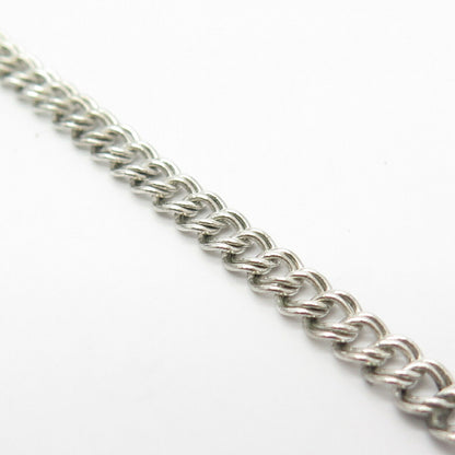 925 Sterling Silver Vintage Double Cable Link Bracelet 7"