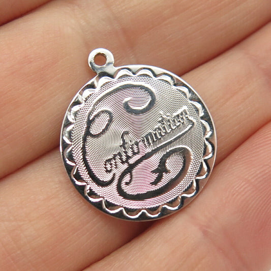 925 Sterling Silver Vintage Spencer "Confirmation" Religious Charm Pendant