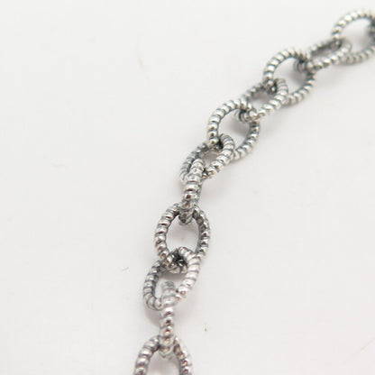 925 Sterling Silver Vintage RE MOP Bead Station Rolo Chain Necklace 16"