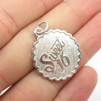 925 Sterling Silver Vintage Lamode "Sweet 16" Round Pendant