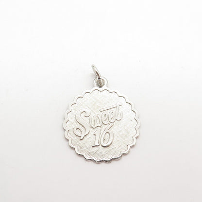 925 Sterling Silver Vintage Lamode "Sweet 16" Round Pendant