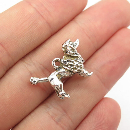 925 Sterling Silver Vintage Poodle Dog Charm Pendant