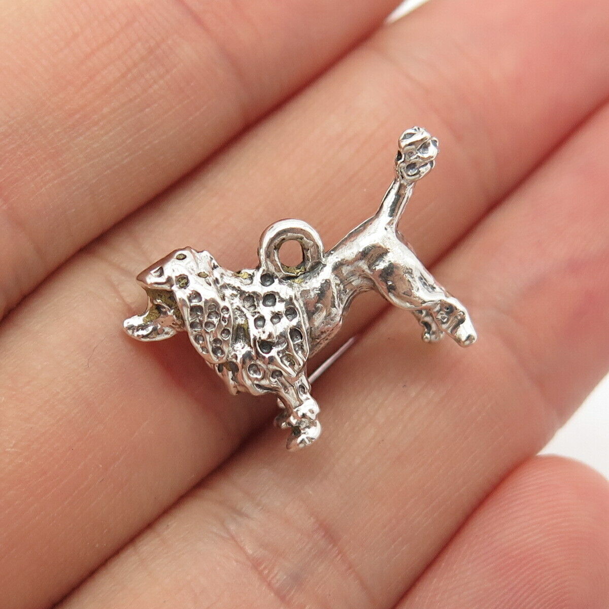 925 Sterling Silver Vintage Poodle Dog Charm Pendant