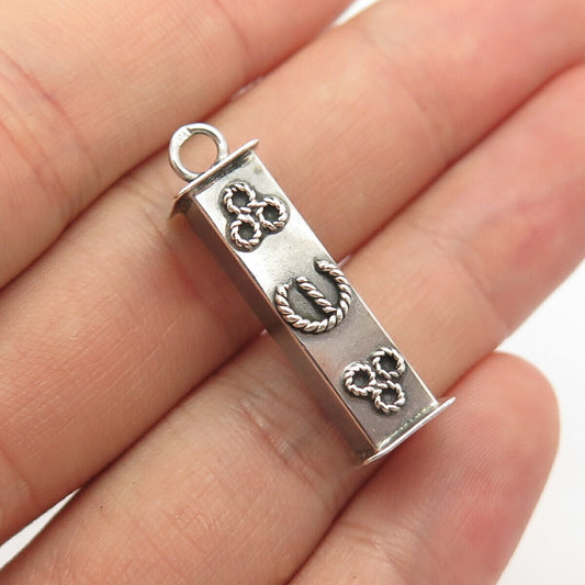 925 Sterling Silver Vintage Textured Bar Pendant