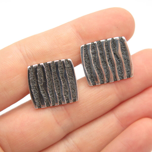 925 Sterling Silver Vintage Striped Square Cufflinks