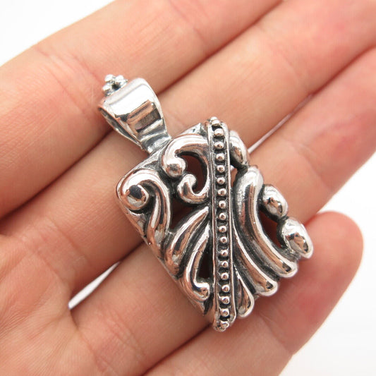 925 Sterling Silver Vintage Mexico Bead Ornate Pendant