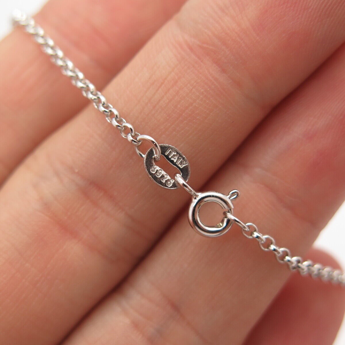 925 Sterling Silver Italy Rolo Chain Necklace 17"
