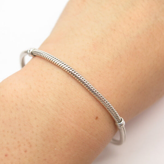 925 Sterling Silver Herringbone Station Link Bracelet 5 3/4"