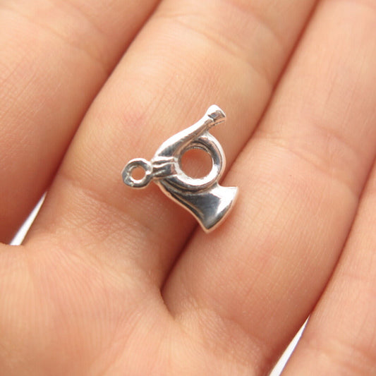 925 Sterling Silver Vintage Trumpet Musical Instrument Charm Pendant