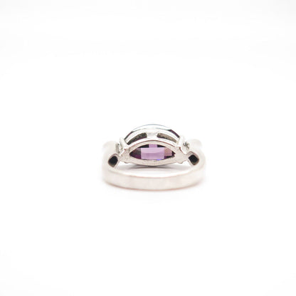 925 Sterling Silver 2-Tone Vintage C Z Oval Ring Size 7