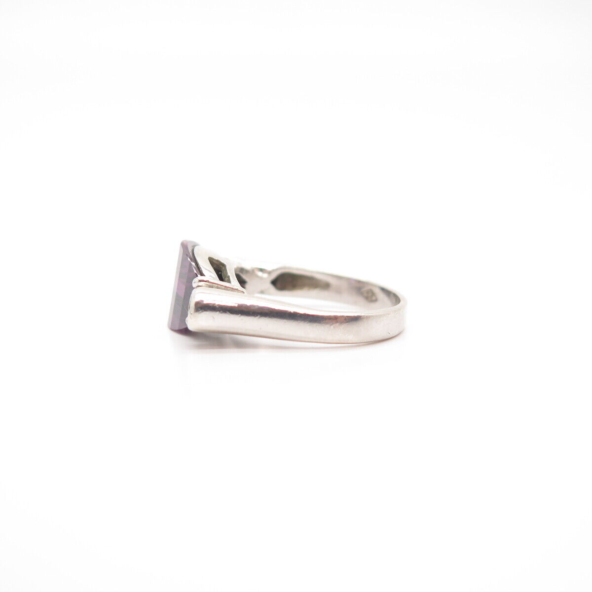 925 Sterling Silver 2-Tone Vintage C Z Oval Ring Size 7