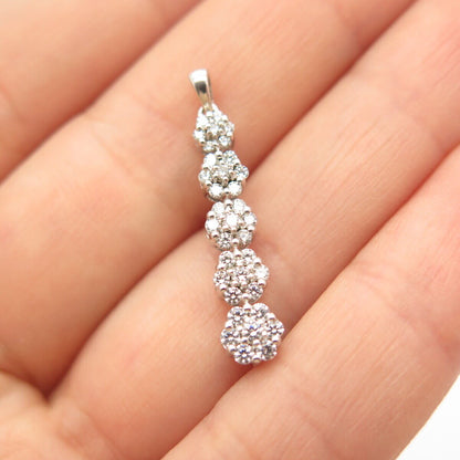 925 Sterling Silver Pave C Z Wand Pendant