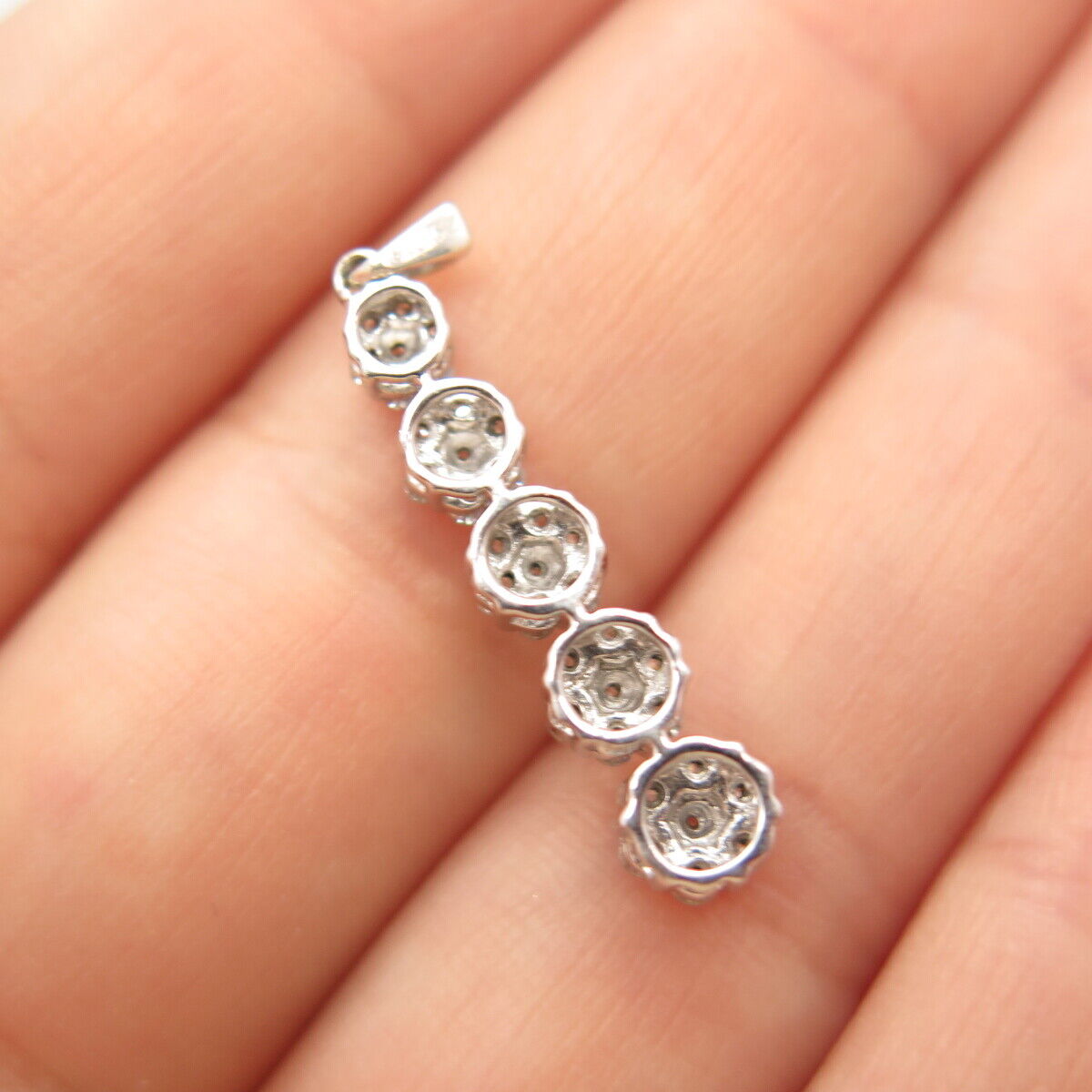 925 Sterling Silver Pave C Z Wand Pendant