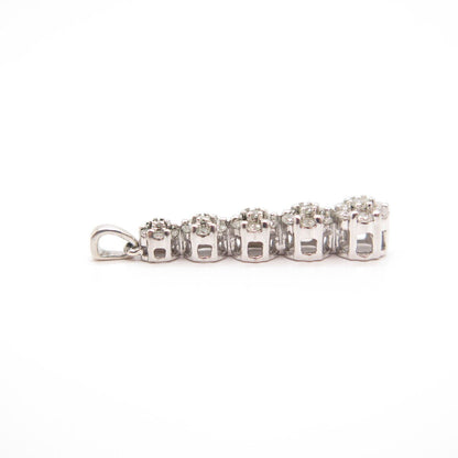 925 Sterling Silver Pave C Z Wand Pendant