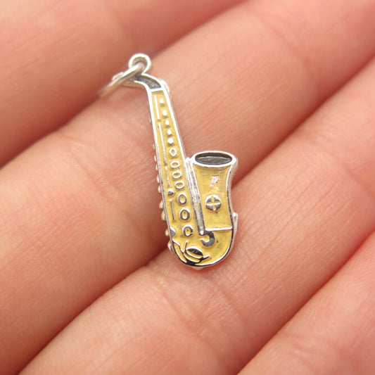 925 Sterling Silver Vintage Griffith & Sons Co Enamel Saxophone Charm Pendant