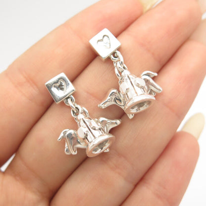 925 Sterling Silver Vintage ANN Dog / Puppy Earrings