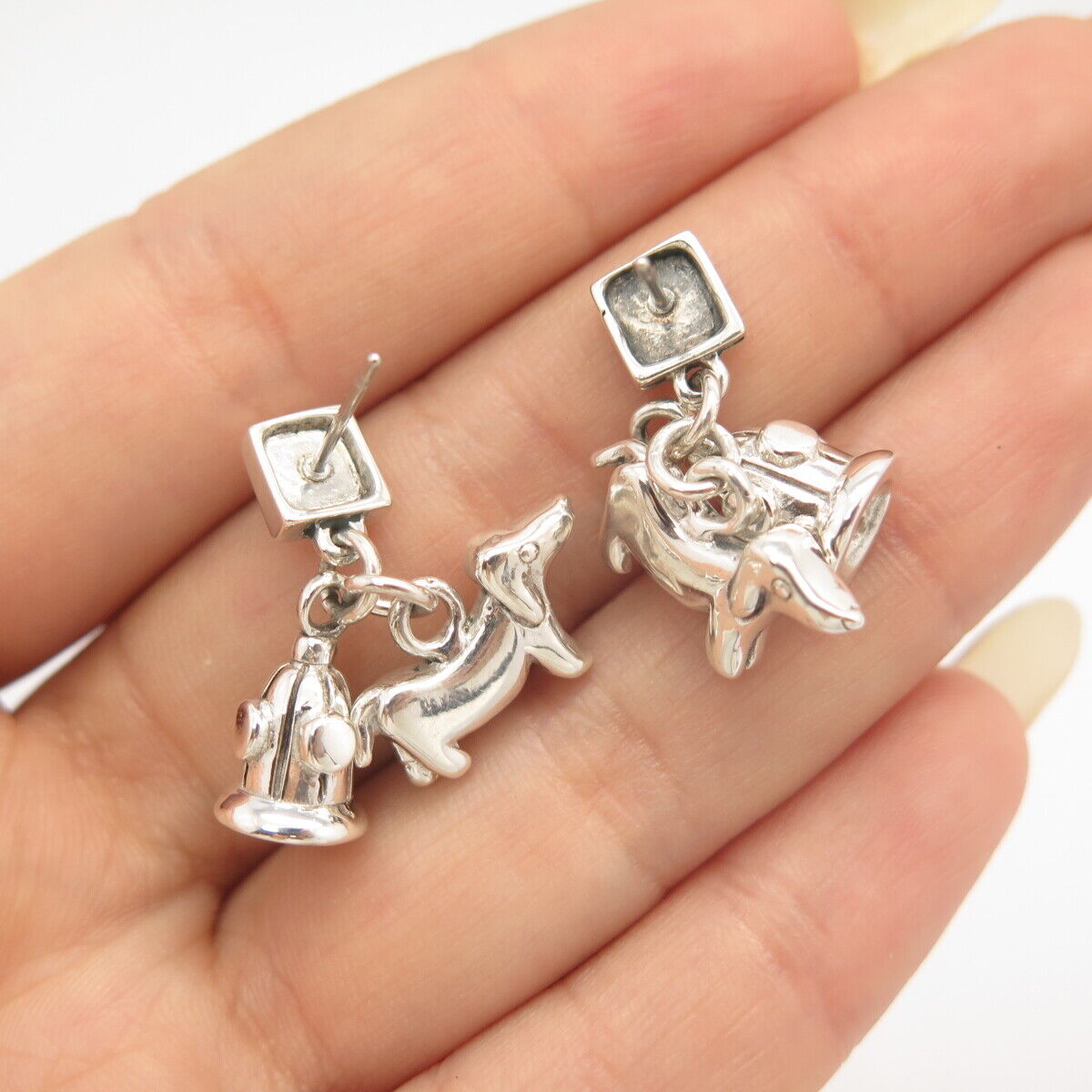 925 Sterling Silver Vintage ANN Dog / Puppy Earrings