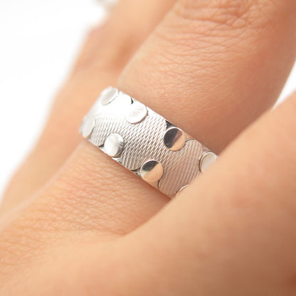 925 Sterling Silver Neos Striped Band Ring Size 7