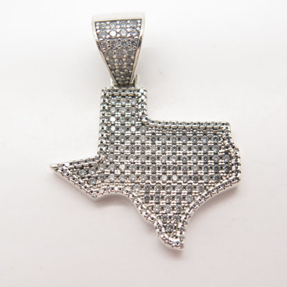 925 Sterling Silver Pave C Z Land Pendant