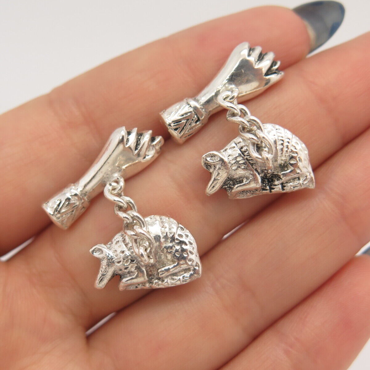 925 Sterling Silver Vintage Armadillos Men's Cufflinks