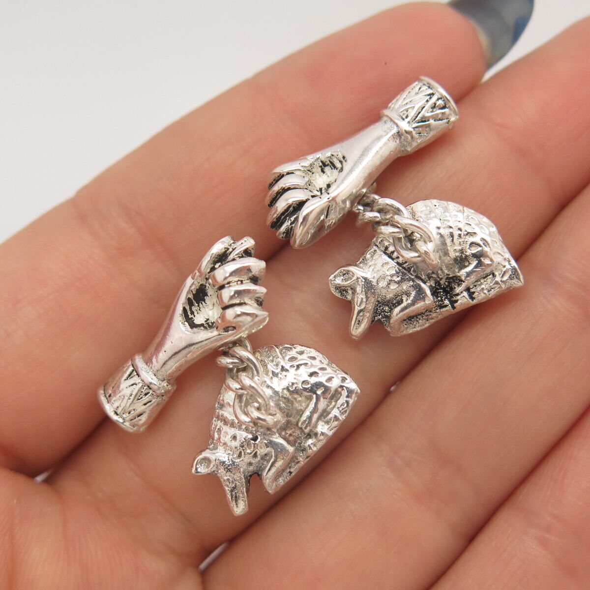 925 Sterling Silver Vintage Armadillos Men's Cufflinks