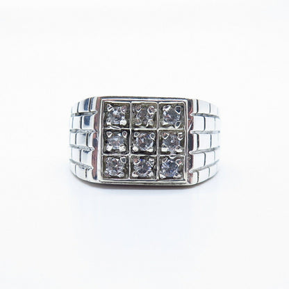 925 Sterling Silver Vintage C Z Men's Ring