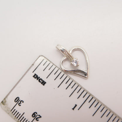 925 Sterling Silver Vintage C Z Heart Slide Pendant